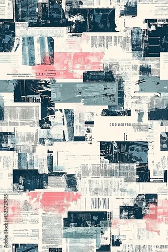Seamless pattern with a collage of magazine and newspaper clippings.