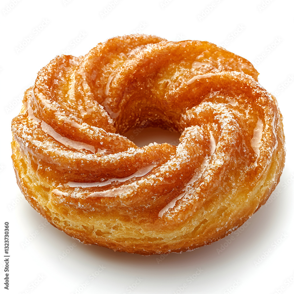 Fototapeta premium Delicious Chocolate Donut Pastry: Sweet Flaky Dessert Indulgence for Gourmet Breakfast and Snack Enthusiasts