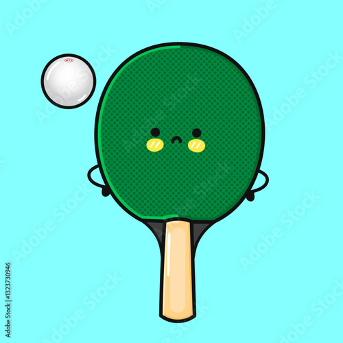Sad Table Tennis Racket. Forlorn Ping Pong Paddle Character