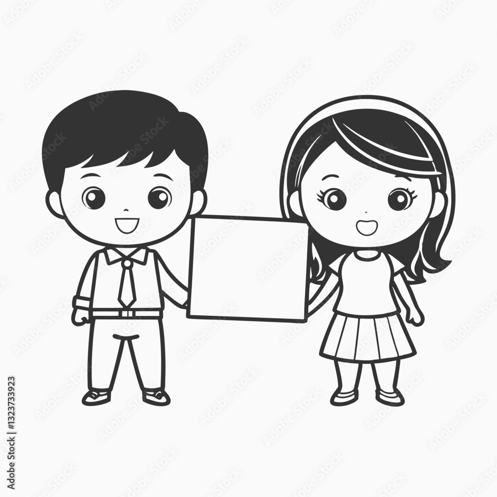 beautiful cute couple pointing with fingers to white blank board, Young people holding a blank banner. People holding banner vector illustration for your text.
beautiful cute couple pointing with fingers to white blank board, Young people holding a blank banner. People holding banner vector illustration for your text.