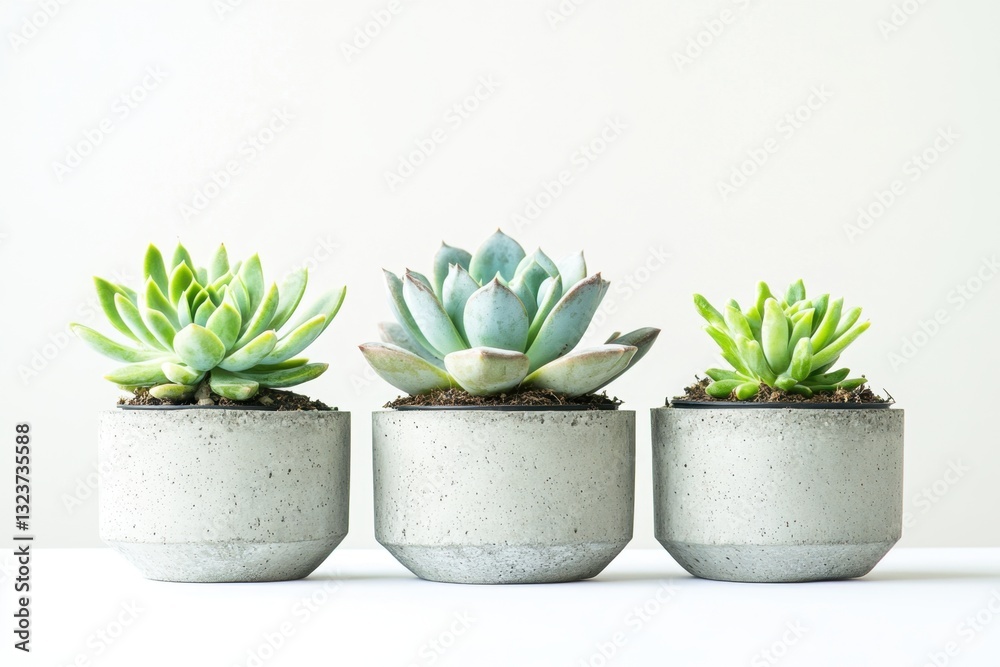 Obraz premium Stylish Succulents in Concrete Pots - Modern Plant Decor