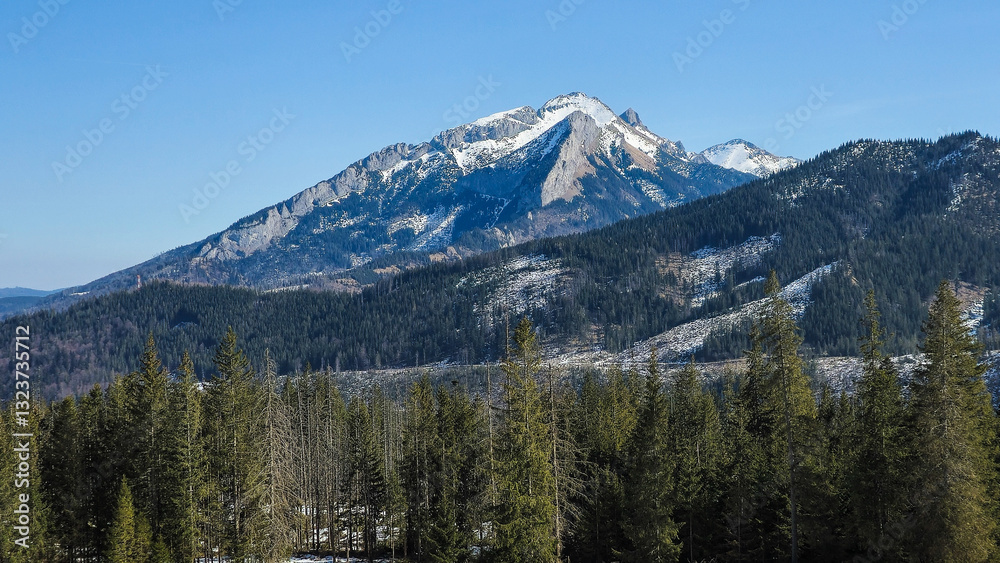 View of the peaks of the Tatra Mountains in Poland. View of the peaks of the Tatra Mountains in Poland.