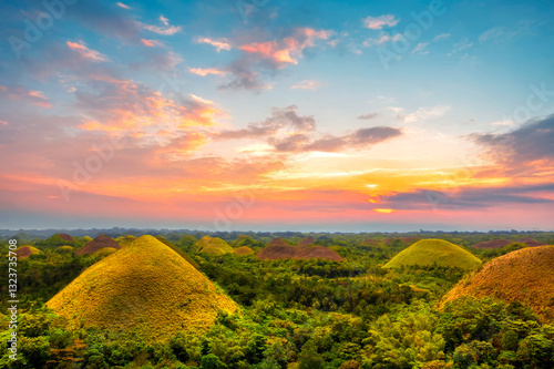 Bohol, Chocolate Hills at sunset