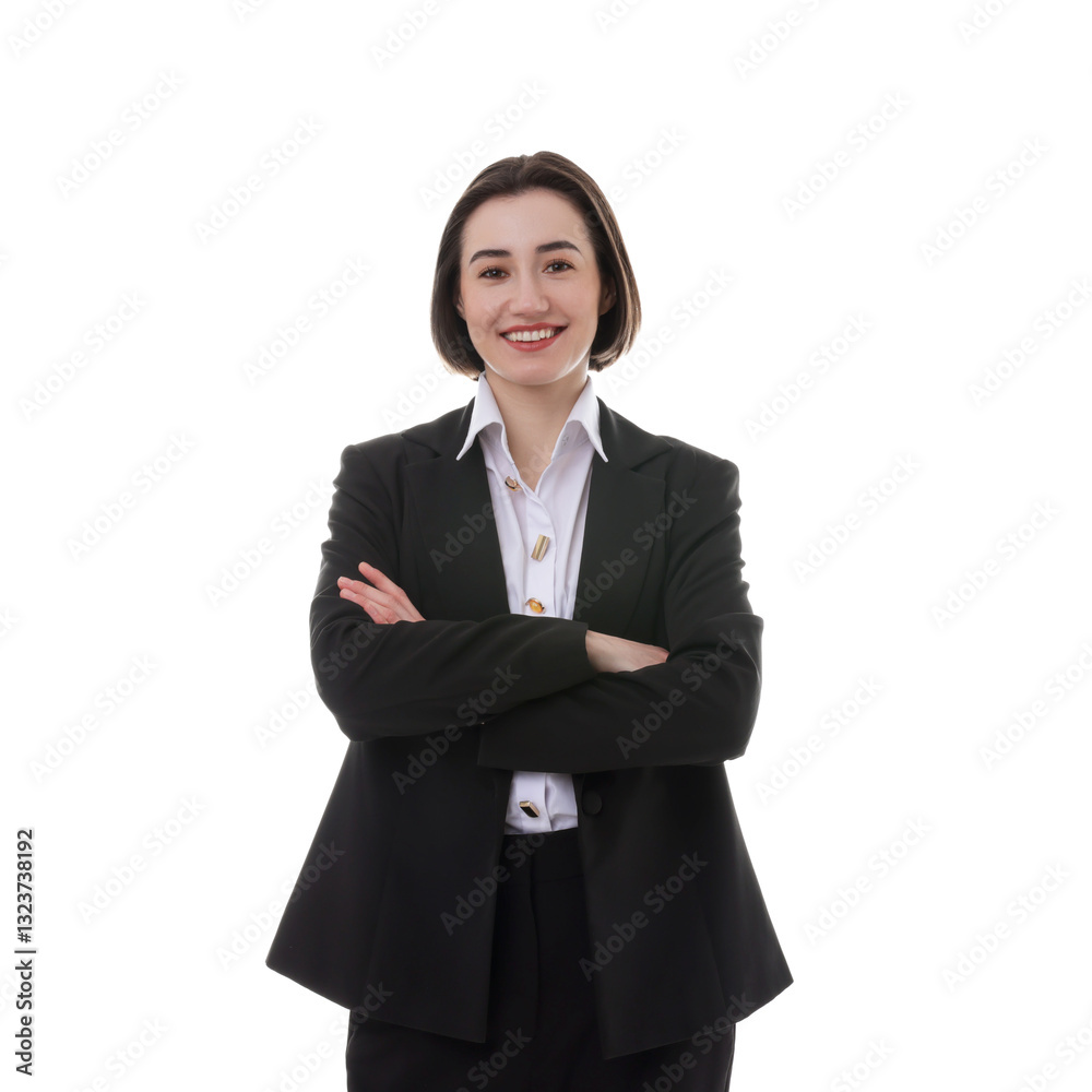Portrait of confident secretary on white background Portrait of confident secretary on white background