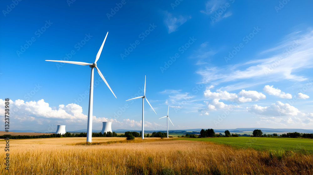 Wind Turbines and Nuclear Power Plant in a Rural Landscape Wind Turbines and Nuclear Power Plant in a Rural Landscape