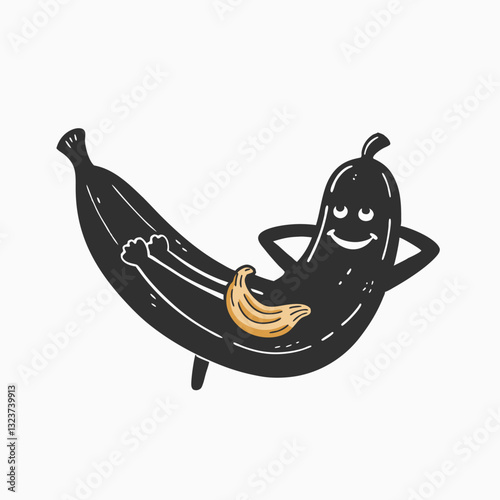 Banana relax with sunglasses cartoon. Funny banana working out on an exercise mat sportive fruit cartoon character doing fitness exercise vector Illustration