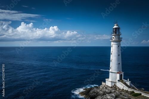 Wallpaper Mural Lighthouse by the Ocean Under Blue Sky Torontodigital.ca