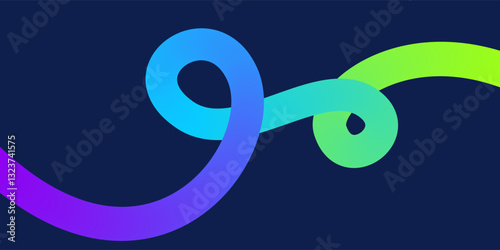Wavy gradient shapes on dark background. Background with colored squiggles gradient lines design for flyer, poster, cover or banner. 