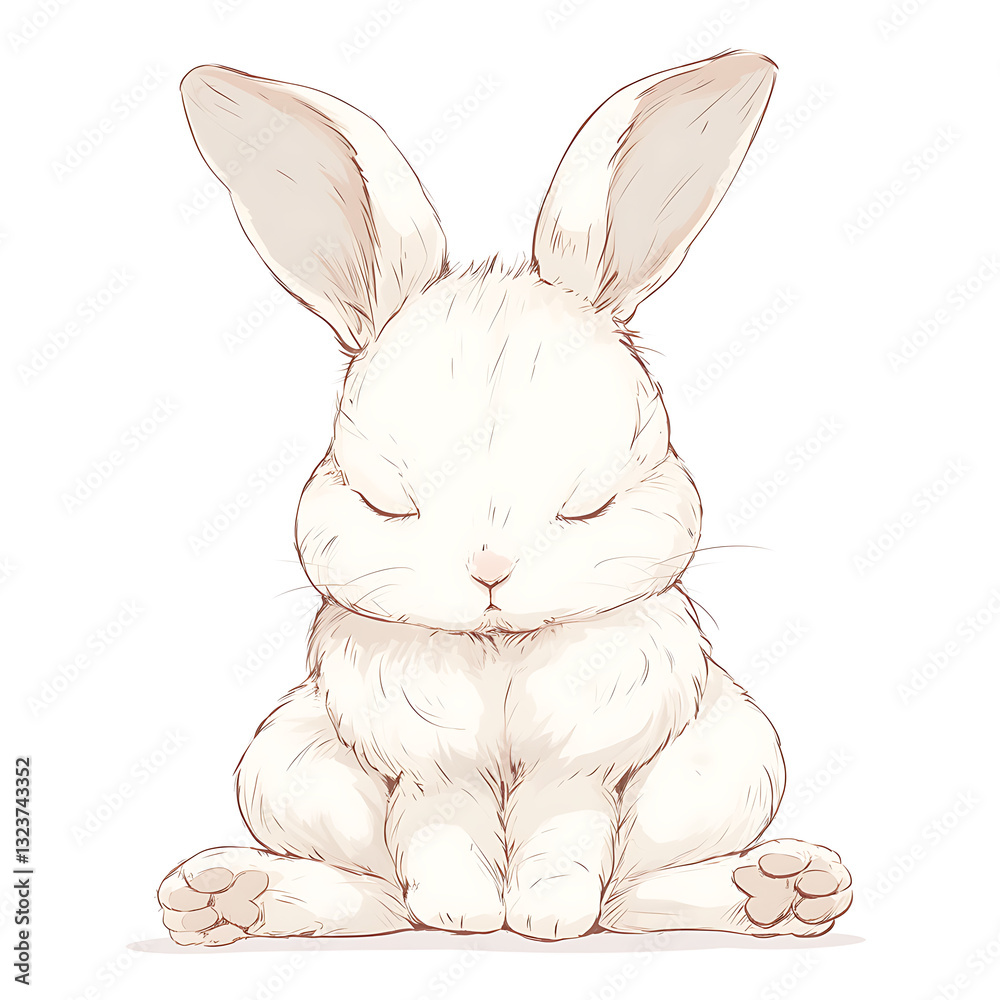 Fototapeta premium Adorable and Playful Rabbit Engaged in Various Activities, Minimalist and Logo-Style Designs illustrator.