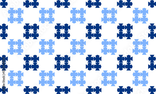 Blue Square, plus cross grid block arrange in square cross grid seamless Pattern design for fabric printing, vintage patter, checkerboard