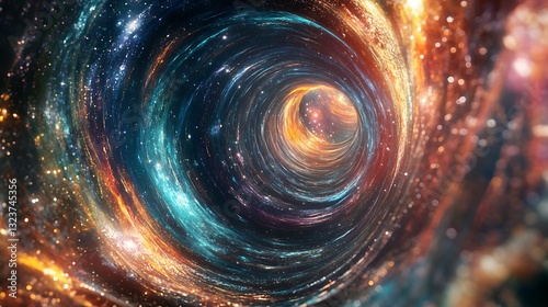 Abstract Journey Through a Swirling Cosmic Wormhole / 渦巻く宇宙のワームホールを抜ける抽象的な旅
