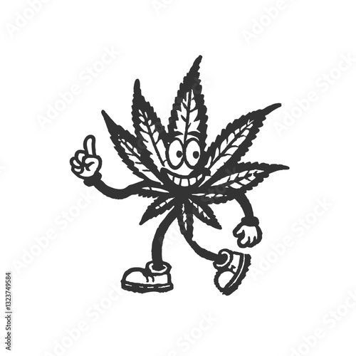 Cute cannabis weed mascot logo. Mascot cannabis leaves bring joints vector isolated on white background