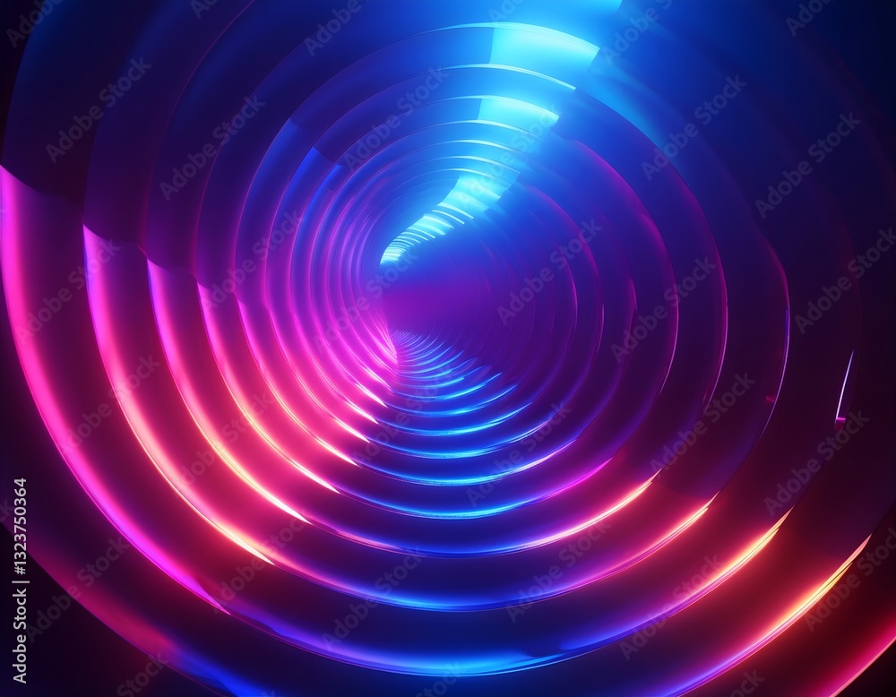 Glowing neon tunnel rotating with vivid blue and pink lights Glowing neon tunnel rotating with vivid blue and pink lights