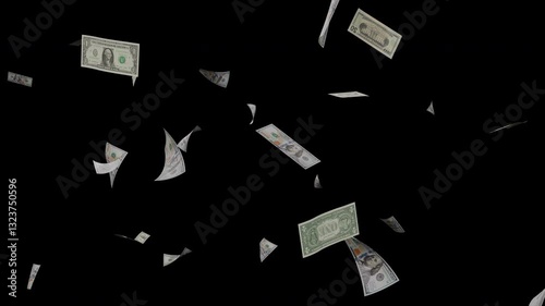 dollars explosion on transparent background