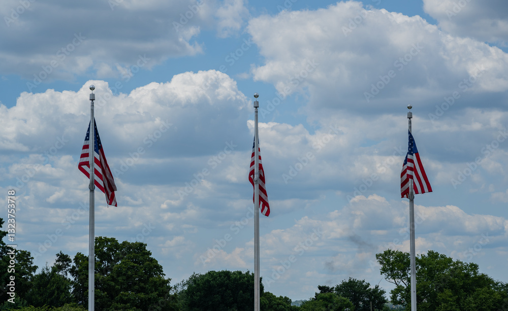 USA Flagge an einem Fahnenmast in Washington, D.C., USA