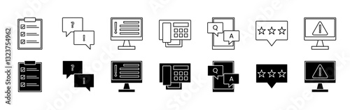 Call center icon set isolated on white background vector illustration