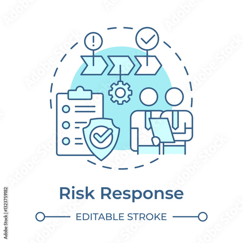 Risk treatment soft blue concept icon. Implementing mitigation strategies. Danger management process. Round shape line illustration. Abstract idea. Graphic design. Easy to use in presentation