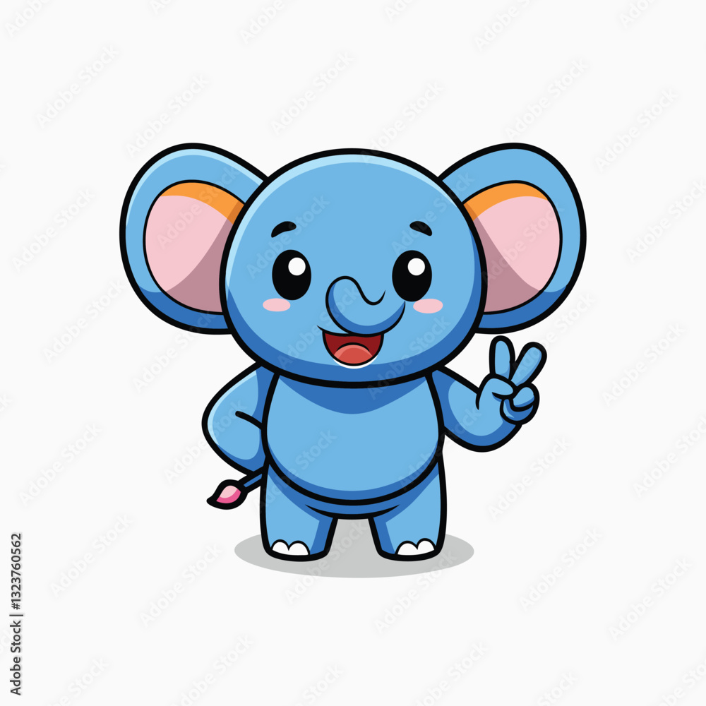cute elephant character mascot with peace sign hand gesture isolated cartoon illustration isolated on white background cute elephant character mascot with peace sign hand gesture isolated cartoon illustration isolated on white background