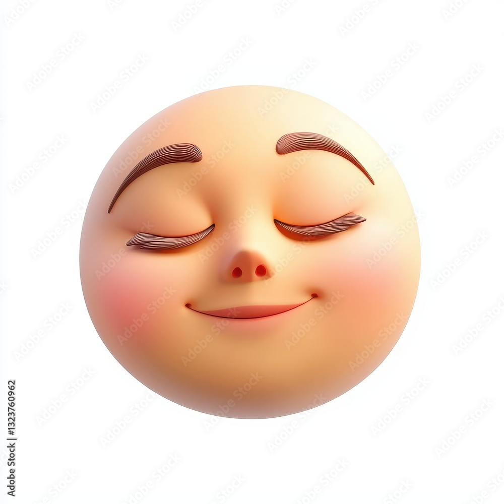 Sleepy face with relaxed eyelids and a subtle smile, isolated on clear white background Sleepy face with relaxed eyelids and a subtle smile, isolated on clear white background
