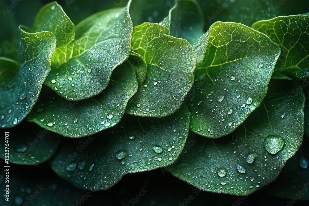 Fototapeta premium Fresh Green Lettuce Closeup Macro Shot Natural Light Healthy Freshness Vibrant Texture