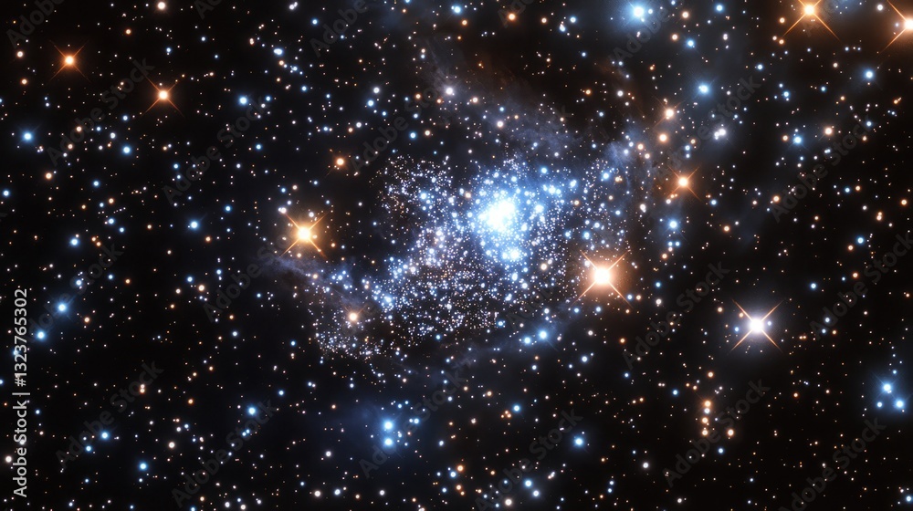 Fototapeta premium Space Surreal Landscape Overview Cluster Star Spacecraft