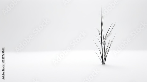 minimal tall grass in snow background wallpaper