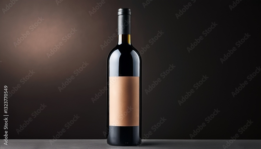 Fototapeta premium A wine bottle with an elegant, minimalist label set against a dark background with subtle reflections, creating a sophisticated and luxurious atmosphere
