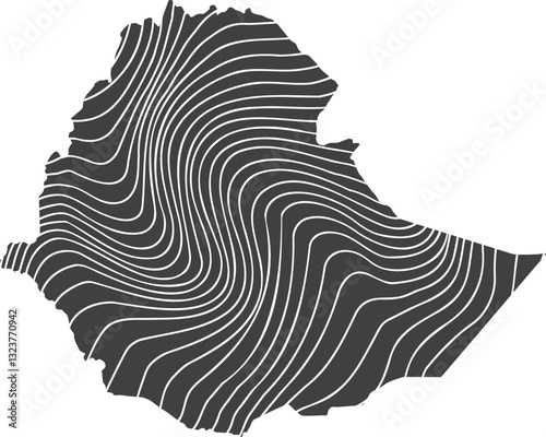 abstract map of Ethiopia with wave pattern
