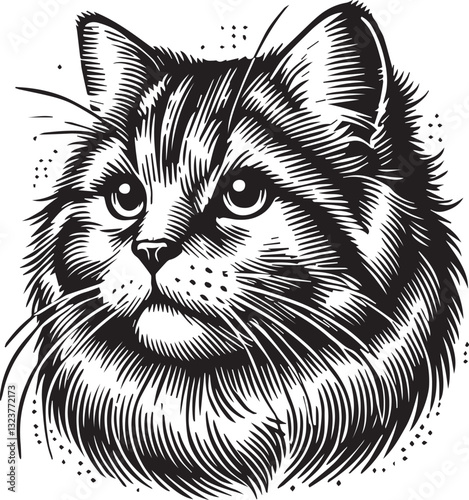 Cat head vector black hand drawn illustration