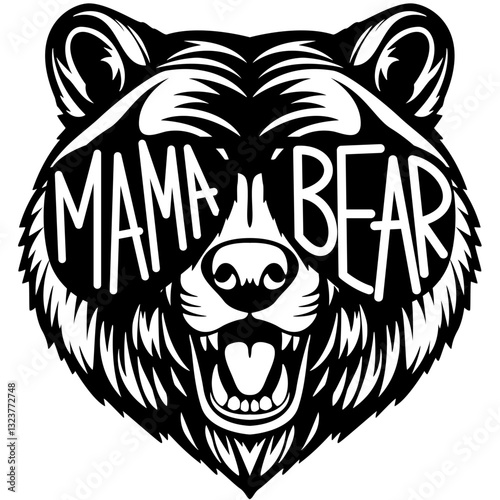 Mama Bear | Grizzly Bear | Wildlife | Forest Animal | Zoo Animal | Woodland Bear | Mama Bear Face | Wild Animal | Original Illustration | Vector and Clipart | Cutfile and Stencil