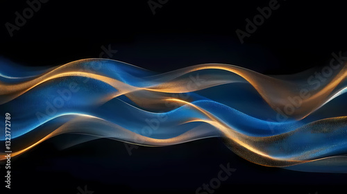 Obraz na płótnie Blue and gold flowing wave pattern in abstract form w salonie