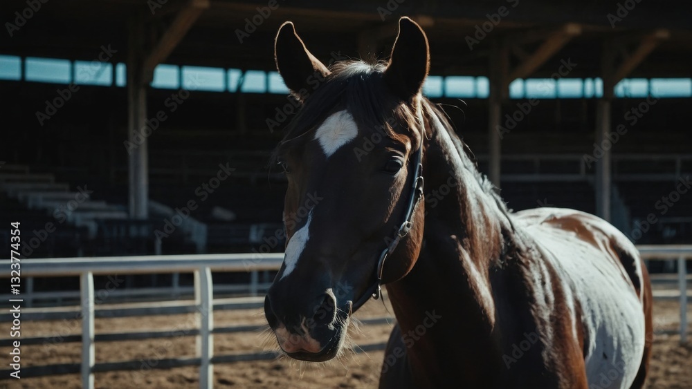 Fototapeta premium Majestic horse photo in soft twilight