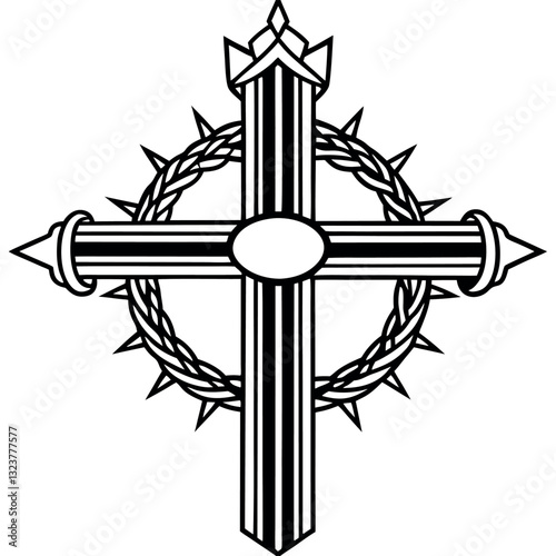 Cross-with-a-crown-of-thorns-detail symbolic.