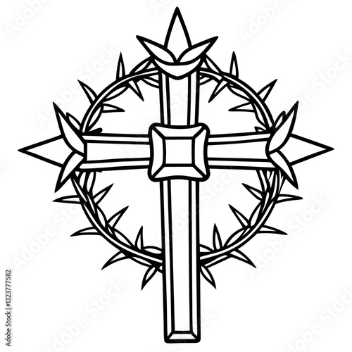 Cross-with-a-crown-of-thorns-detail symbolic.