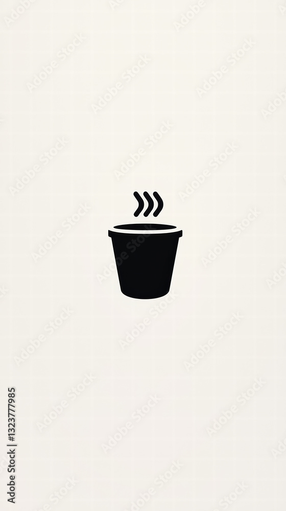 Simple Coffee Cup Icon: A minimalist black and white illustration of a coffee cup with steam rising above, representing a classic symbol of a hot beverage for graphic design and social media. Simple Coffee Cup Icon: A minimalist black and white illustration of a coffee cup with steam rising above, representing a classic symbol of a hot beverage for graphic design and social media.