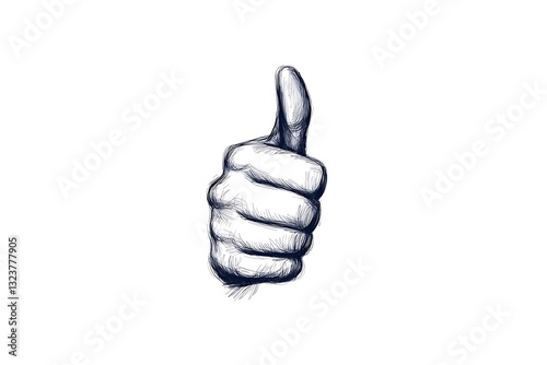 Minimalist black and white line-drawn thumbs up icon. Simple and clean vector design.