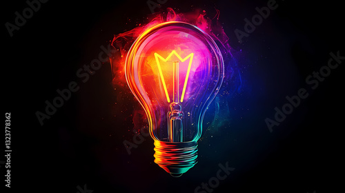 Obraz na płótnie Colorful lightbulb design with glowing effects w salonie