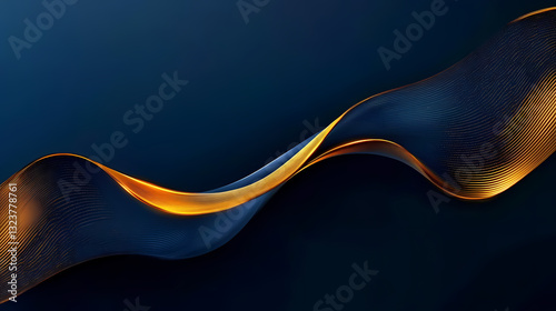 Obraz na płótnie Curved golden wave lines on a dark blue background w salonie