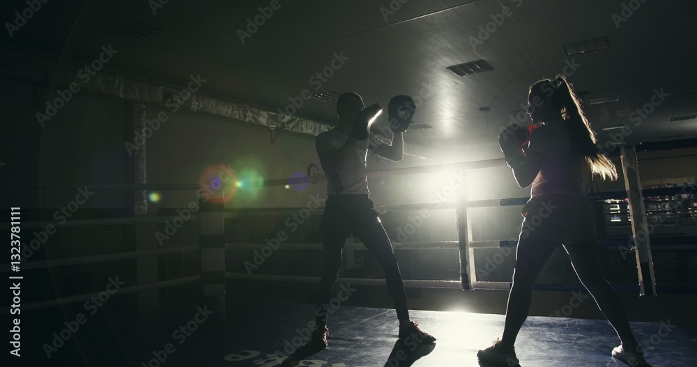 Engaging in Dynamic Boxing Training Under Dramatic and EyeCatching Lighting Effects Engaging in Dynamic Boxing Training Under Dramatic and EyeCatching Lighting Effects