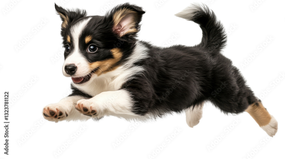 Fototapeta premium jumping border collie puppy isolated on white background