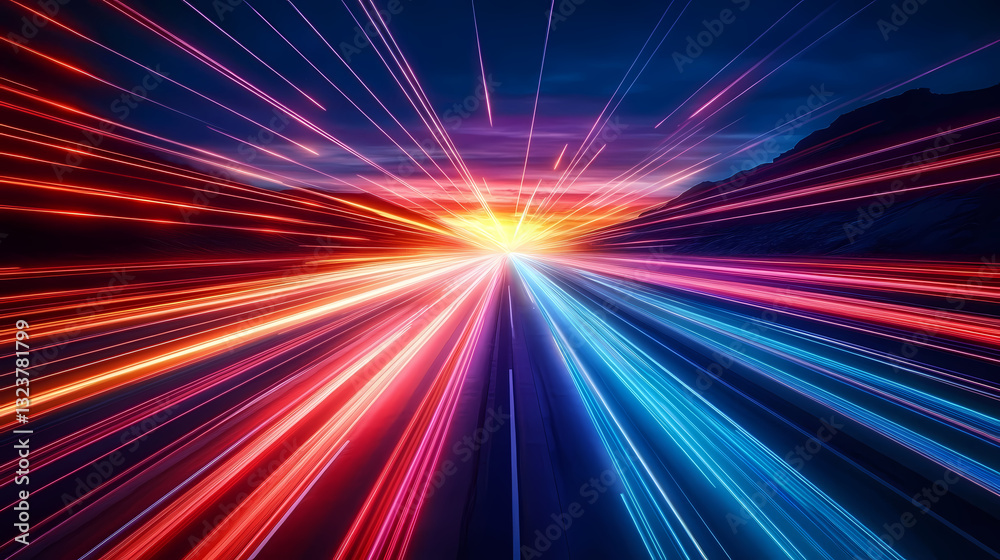 Cars on the highway with beams of light Cars on the highway with beams of light