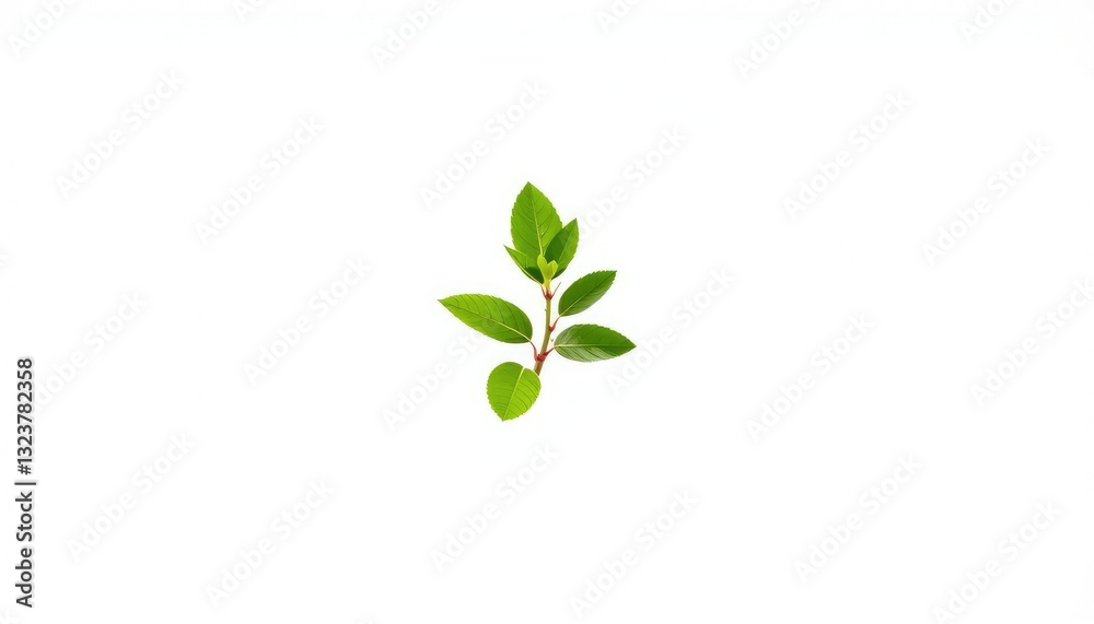 Single vibrant green plant, isolated on pure white background, single, organic Single vibrant green plant, isolated on pure white background, single, organic