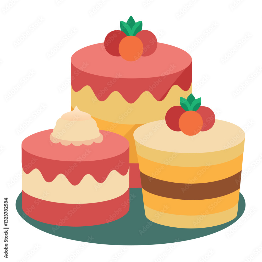 Illustration-of-cakes-isolated-on-white background. Illustration-of-cakes-isolated-on-white background.