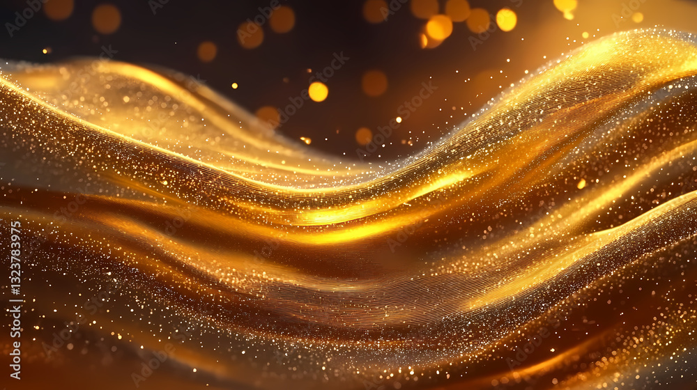 Golden wave-like object on a black background