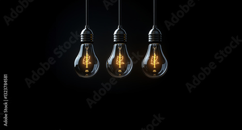 Glowing light bulbs hanging from the roof.