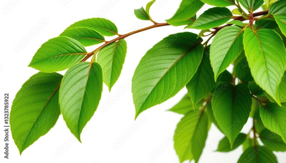Vibrant green leaves, intricate details, crisp white backdrop, high resolution, tropical Vibrant green leaves, intricate details, crisp white backdrop, high resolution, tropical