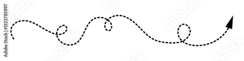 Squiggly long dashed line arrow icon