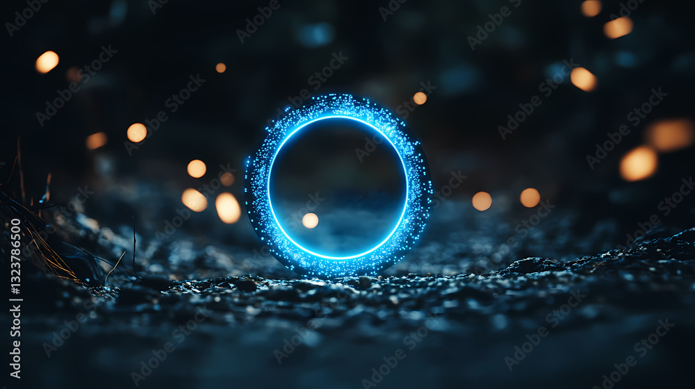 Glowing blue circle on dark background