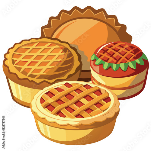 Illustration-of-pies-isolated-on-white background.