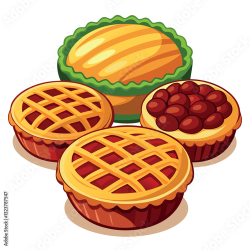 Illustration-of-pies-isolated-on-white background.